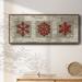 The Holiday Aisle® Burlap Music Snowflakes - Floater Frame Print on Canvas in Gray/Red/White | 8 H x 20 W x 1.5 D in | Wayfair