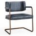 Classic Home Fonda Back Arm Chair Upholstered/Genuine Leather in Blue/Brown | 30.625 H x 25.25 W x 23.875 D in | Wayfair 53004673