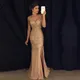 Robe longue sexy à paillettes pour femme robe maxi élégante bretelles spaghetti col en V fente