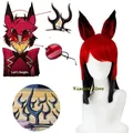 Hazbin Cosplay Hotel ALASTOR-Perruques et Accessoires de Cheveux avec Lunettes Costumes de Carnaval