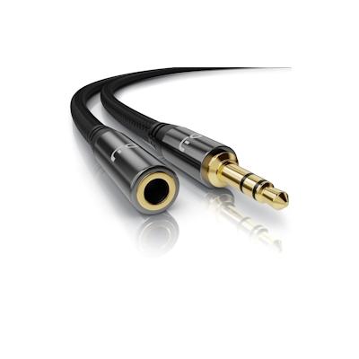 Primewire Klinkenkabel 3,5 mm AUX - Audio Verbindungskabel / Kupplung mit Nylonmantel - 1,5m Image
