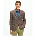 Brooks Brothers Men's Slim Fit Plaid Hopsack Sport Coat in Linen-Wool Blend | Brown | Size 42 Regular