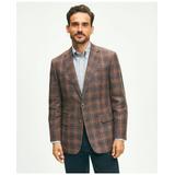 Brooks Brothers Men's Traditional Fit Plaid Hopsack Sport Coat in Linen-Wool Blend | Brown | Size 48 Regular