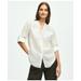 Brooks Brothers Women's Classic V-Neck Utility Shirt In Linen | White | Size 10