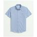 Brooks Brothers Men's Stretch Cotton Non-Iron Oxford Polo Button Down Collar, Gingham Short-Sleeve Shirt | Blue | Size XL