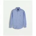 Brooks Brothers Boys Non-Iron Stretch Cotton Oxford Gingham Sport Shirt | Blue | Size Medium