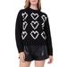 Pompom Heart Mock Neck Sweater