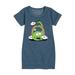 Instant Message - St. Patrick s Day - Dinosuar Eating a Rainbow with a Leprechaun s Hat - Toddler And Youth Girls Fleece Dress