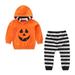 TANGNADE Halloween Costumes For Boys Kids Toddler Kid Cotton Print Autumn Long Sleeve Striped Pants Hooded Hoodie Set Clothes Costume Girl Halloween Costumes