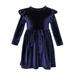 AnuirheiH Toddler Girls Christmas Velvet Dress Pageant Party Gown Baby Kids Fall Winter Ruffle Long Sleeve Wedding Evening Dress