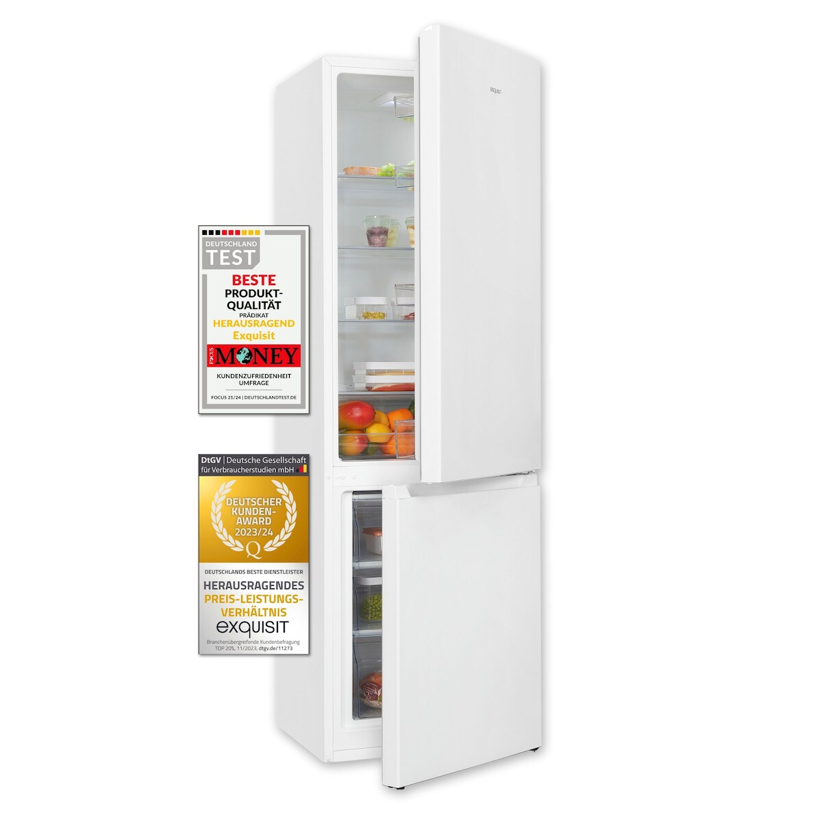 Exquisit Kühl-Gefrierkombination KGC265-70-010D weiss | Nutzinhalt: 269 L | 4*-Gefrieren | Standgerät Image