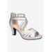 Wide Width Women's Crissa Casual Sandal by Easy Street in Silver Satin (Size 9 1/2 W)