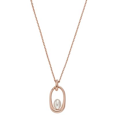 Kette mit Anhänger SKAGEN "AGNETE, SKJ1749791", rosa (roségoldfarben, weiß), Halsketten, Damen, Edelstahl-Perlen, L: 47,