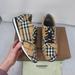 Burberry Shoes | Burberry Antique Yellow Check Canvas Amelia Low Top Sneaker | Color: Brown/Tan | Size: 8.5