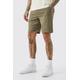 Mens Green Tall Fixed Waist Slim Fit Chino Shorts In Khaki, Green