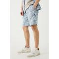 Mens Tall Elasticated Waist Textured Cargo Short In Blue, Blue