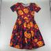 Lularoe Dresses | Lularoe Amelia Short Sleeve Above Knee Midi Dress Red Orange Floral Womens M | Color: Orange/Red | Size: M