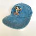 Disney Accessories | Disney Mickey Animal Kingdom Blue Denim Vintage 90s Adjustable Size Ball Cap Hat | Color: Blue/Cream | Size: Os