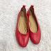 J. Crew Shoes | J Crew Lizzie Leather Ballet Flats Red 9.5 | Color: Red | Size: 9.5