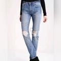 Levi's Jeans | Levi's Levis 505 C Slim Straight Leg Zip Fly Denim Jeans Distressed Blue Knee 28 | Color: Blue/White | Size: 28