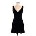 Express Cocktail Dress - Mini V Neck Sleeveless: Black Solid Dresses - Women's Size X-Small