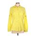 Calvin Klein Long Sleeve Button Down Shirt: Yellow Tropical Tops - Women's Size Large