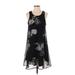 Dex Casual Dress - A-Line Scoop Neck Sleeveless: Black Floral Dresses - Women's Size Small