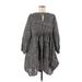 Banana Republic Factory Store Casual Dress - A-Line Keyhole 3/4 sleeves: Gray Dresses - Women's Size Medium