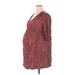 Isabel Maternity Casual Dress - A-Line V Neck Long sleeves: Burgundy Polka Dots Dresses - Women's Size 2X-Large