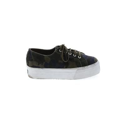 Superga Sneakers: Green Camo Shoes - Women's Size 5 - Round Toe