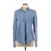 Gap Long Sleeve Button Down Shirt: Blue Tops - Women's Size Medium