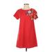 MNG Casual Dress - A-Line Crew Neck Short sleeves: Red Print Dresses - Women's Size X-Small