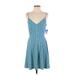 ABound Casual Dress - A-Line Plunge Sleeveless: Blue Dresses - New - Women's Size Small