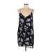 Forever 21 Cocktail Dress - Mini V-Neck Sleeveless: Black Print Dresses - Women's Size Large