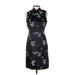 Robbie Bee Casual Dress - Sheath High Neck Sleeveless: Black Floral Dresses - Women's Size 4 Petite