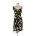 Cupcakes & Cashmere Casual Dress - Sheath V-Neck Sleeveless: Black Print Dresses - Women's Size 2