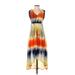 Simply Vera Vera Wang Casual Dress - High/Low V-Neck Sleeveless: Orange Print Dresses - Women's Size X-Small Petite