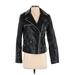 Sam Edelman Faux Leather Jacket: Short Black Print Jackets & Outerwear - Women's Size X-Small