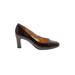 Nine West Heels: Slip-on Chunky Heel Bohemian Brown Print Shoes - Women's Size 6 1/2 - Round Toe