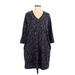 Simply Vera Vera Wang Casual Dress - Shift V-Neck 3/4 sleeves: Purple Dresses - Women's Size Large