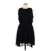 Maison Jules Casual Dress - Mini Crew Neck Sleeveless: Black Print Dresses - Women's Size X-Large