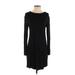 Lou & Grey Casual Dress Crew Neck Long sleeves: Black Print Dresses - Women's Size X-Small Petite