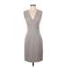 Carolina Herrera Casual Dress - Sheath V Neck Sleeveless: Gray Print Dresses - Women's Size 2
