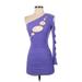 Fashion Nova Cocktail Dress - Bodycon Plunge 3/4 sleeves: Purple Polka Dots Dresses - New - Women's Size X-Small