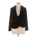 Lane Bryant Blazer Jacket: Short Black Print Jackets & Outerwear - Women's Size 14 Plus
