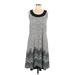 Ellen Parker Casual Dress - A-Line: Gray Chevron/Herringbone Dresses - Women's Size Large