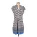 Ann Taylor LOFT Casual Dress - Shift V Neck Short sleeves: Blue Dresses - New - Women's Size X-Small Petite