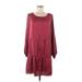 Halogen Casual Dress - Mini Scoop Neck 3/4 sleeves: Burgundy Print Dresses - New - Women's Size Medium