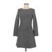 H&M Casual Dress - Mini Crew Neck Long sleeves: Gray Marled Dresses - Women's Size 8