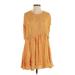 Free People Casual Dress - A-Line High Neck Sleeveless: Orange Floral Dresses - Women's Size X-Small